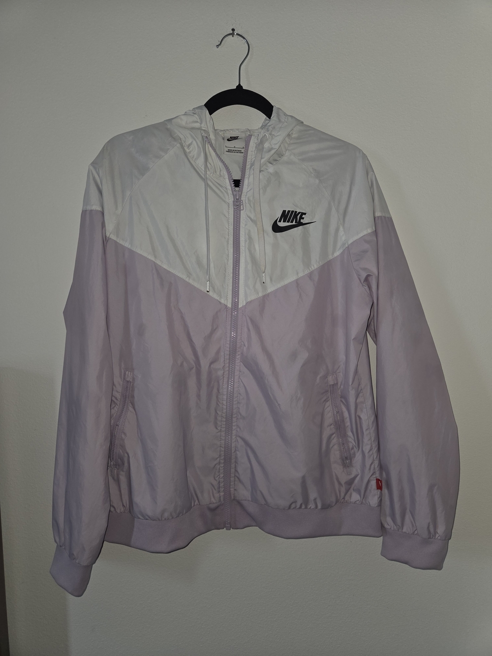 Nike Women's Pale Pink and White Colorblock Bomber Jacket